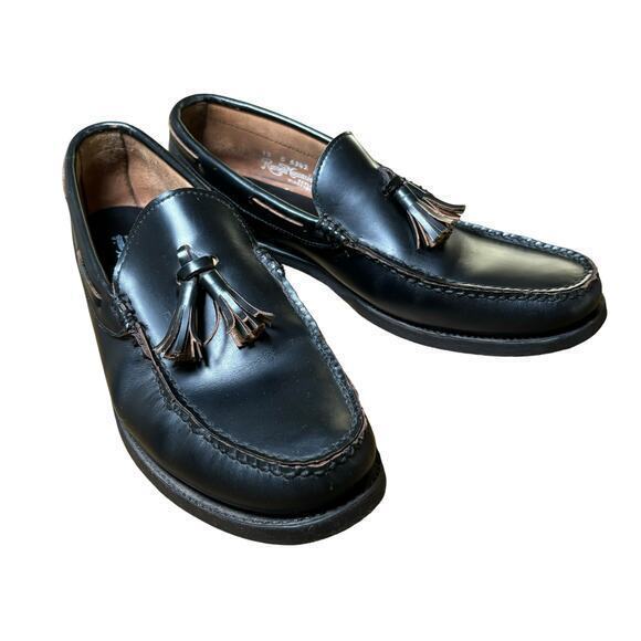 Russell Moccasin Co. Black Leather Classic Tassel Loafer Shoes‎ Vibram Sole 13 C